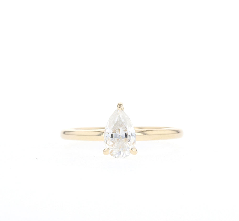 0.80CT Pear Moissanite Solitaire Diamond Engagement Ring