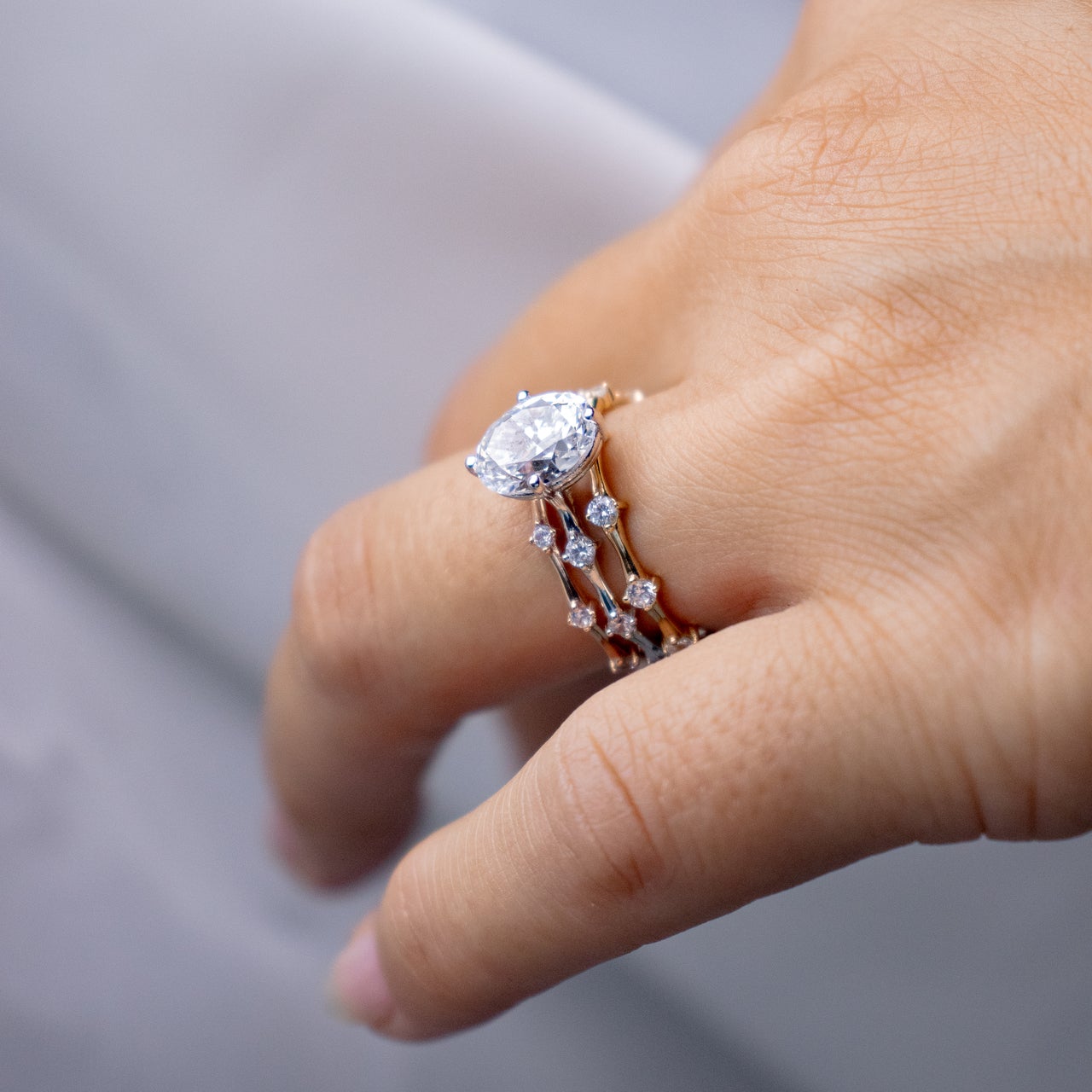 1.93CT Oval Cut Solitaire Moissanite Engagement Ring in 14K Rose Gold