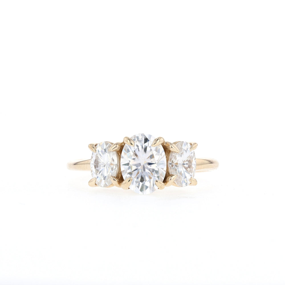 1.20CT Oval Moissanite Three Stone Diamond Engagement Ring