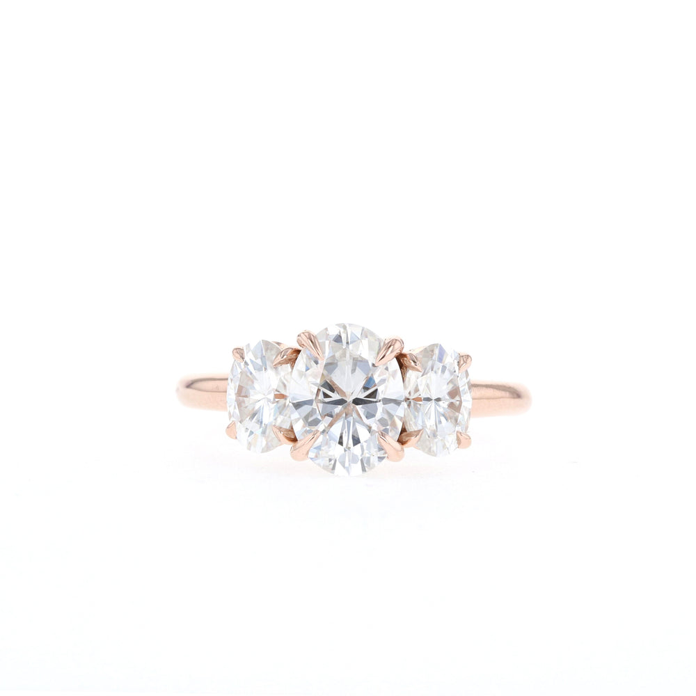1.20CT Oval Moissanite Three Stone Diamond Engagement Ring