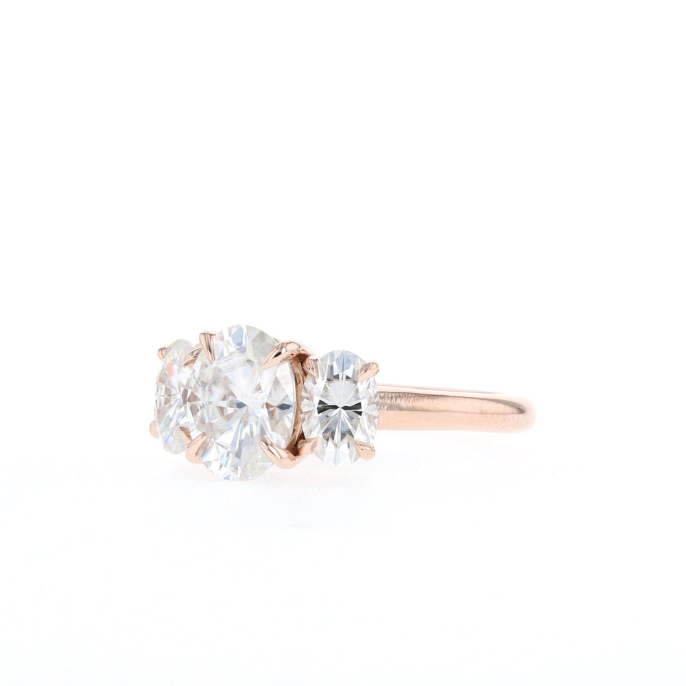 1.20CT Oval Moissanite Three Stone Diamond Engagement Ring