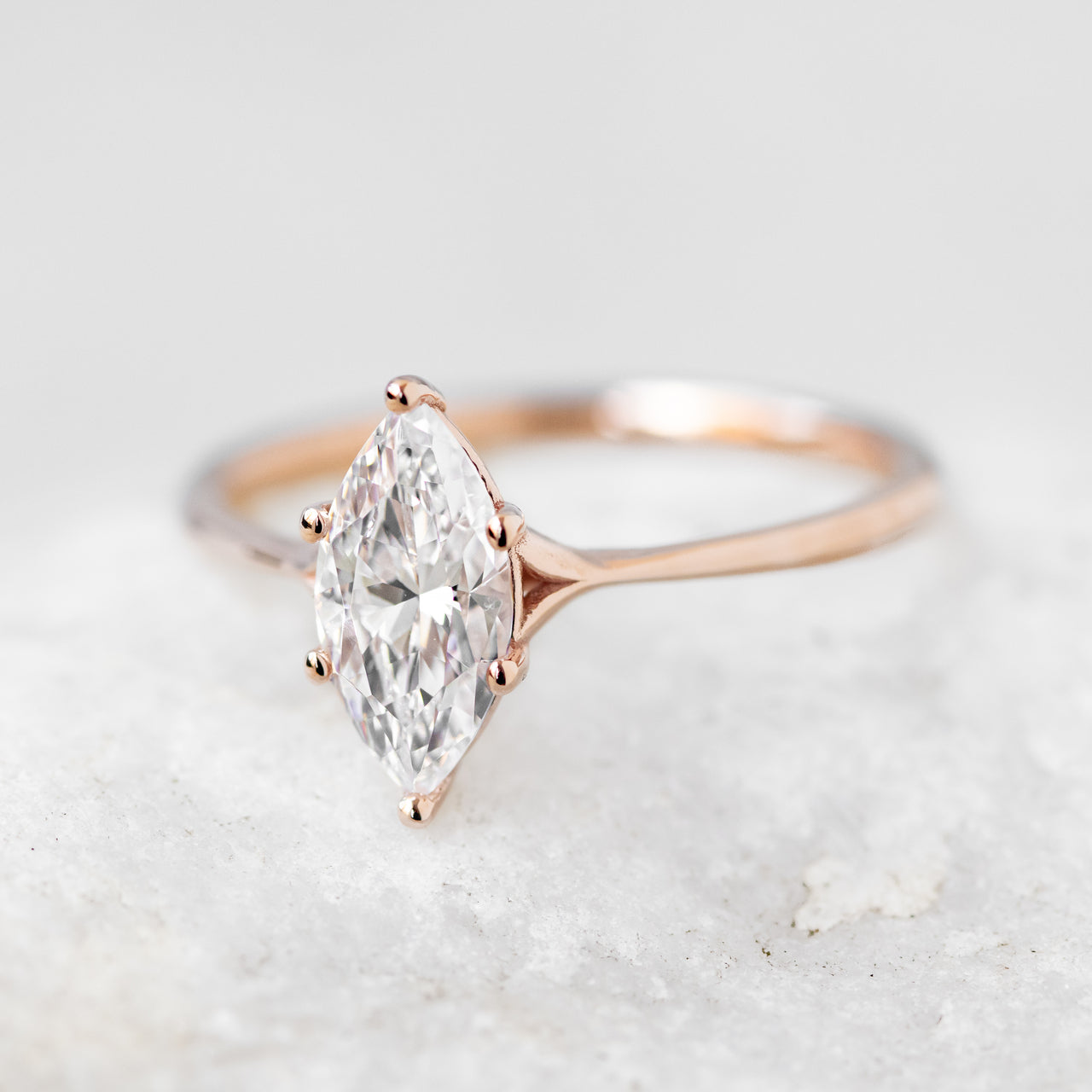 1.0CT Marquise Cut Six Prong Moissanite Engagement Ring