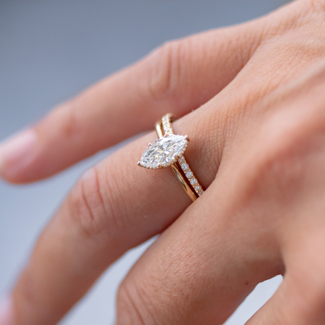1.0 CT Marquise Cut Moissanite Engagement Ring