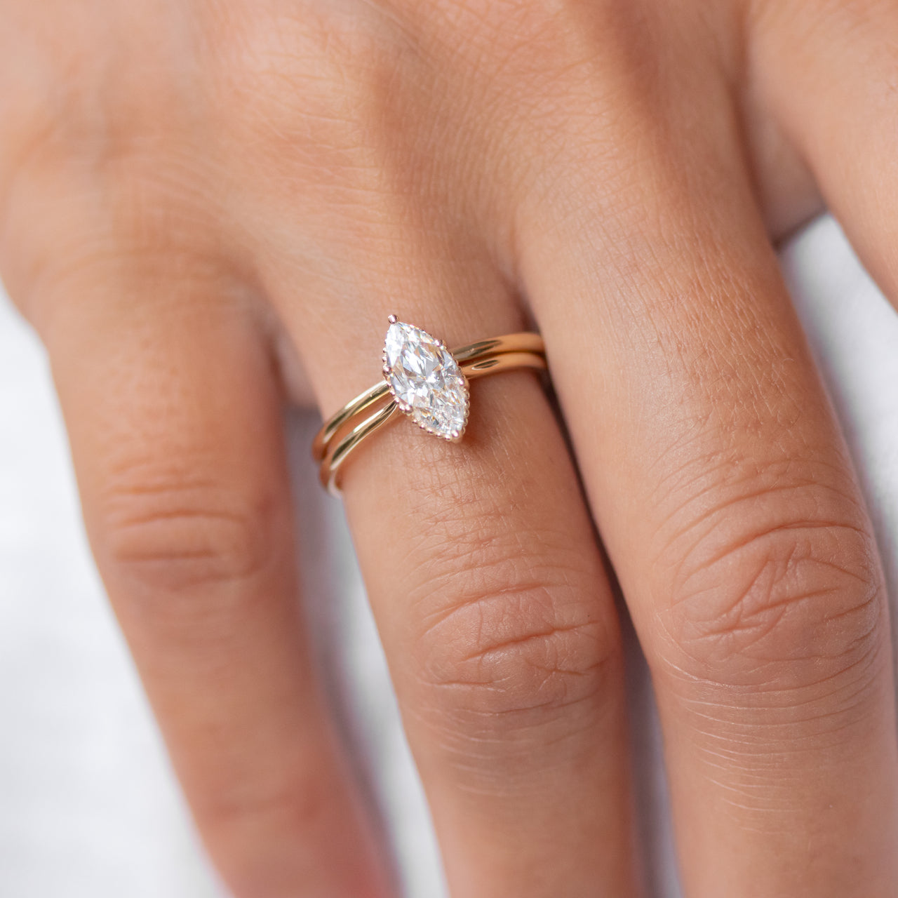 1.0 CT Marquise Cut Moissanite Engagement Ring