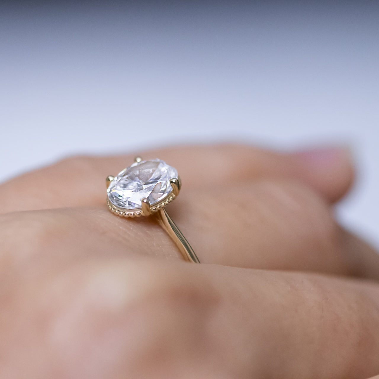 1 CT Round Cut Four Prong Moissanite Engagement Ring