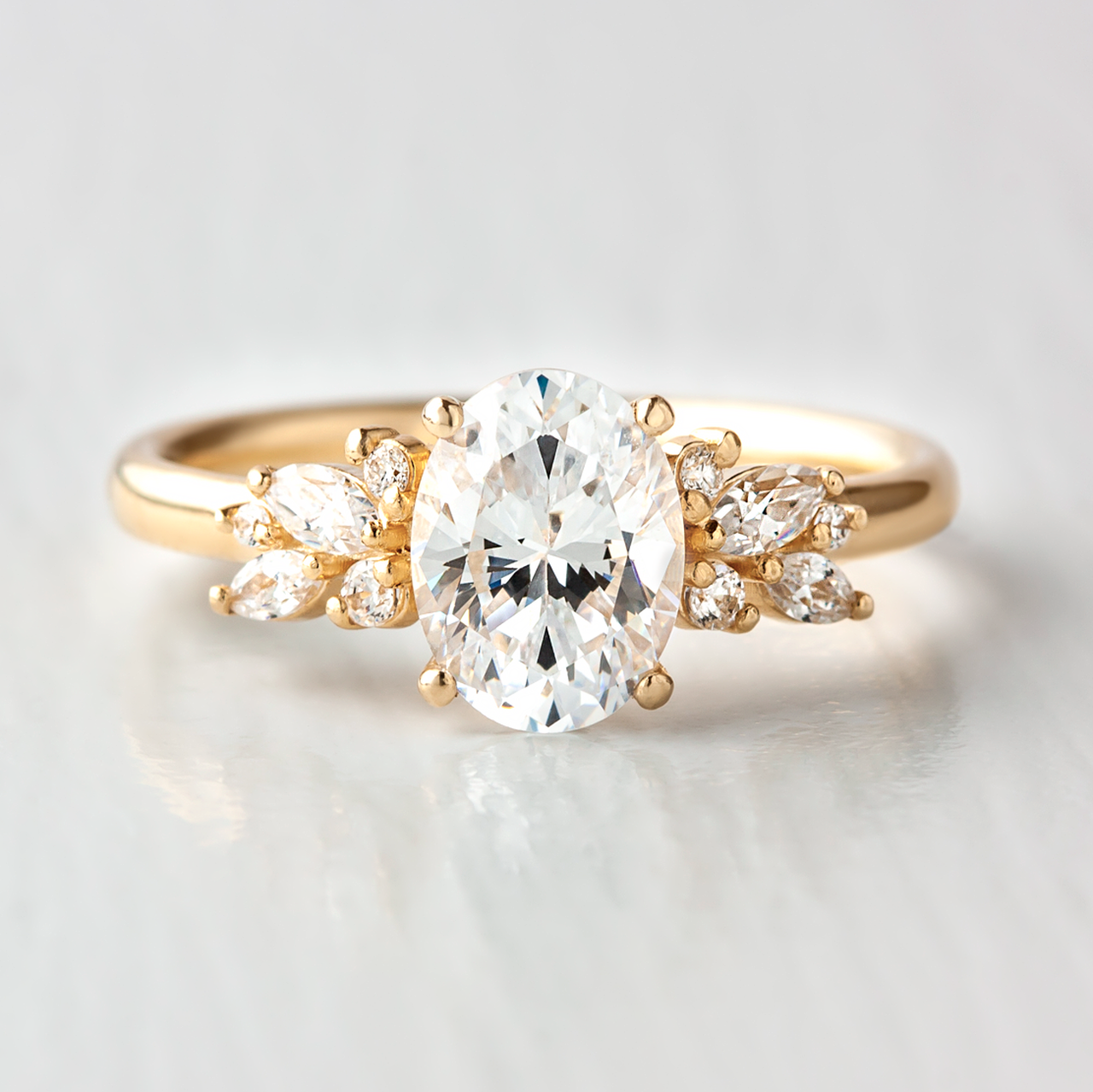 1.33 CT Oval Cut Moissanite Engagement Ring