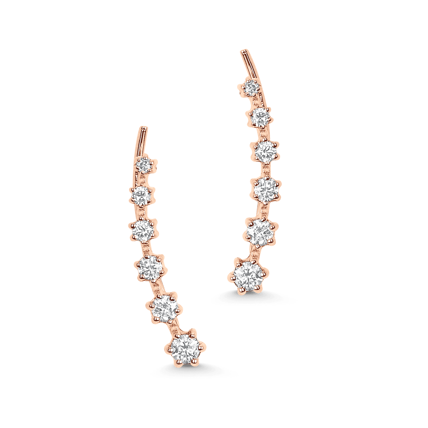 0.28 TCW Round Moissanite Diamond Ear Crawler Earrings