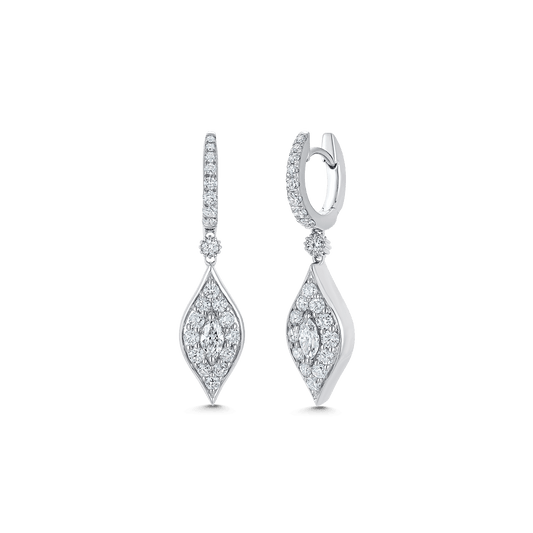 1.20 TCW Round & Marquise Moissanite Diamond Drop Pave Earrings
