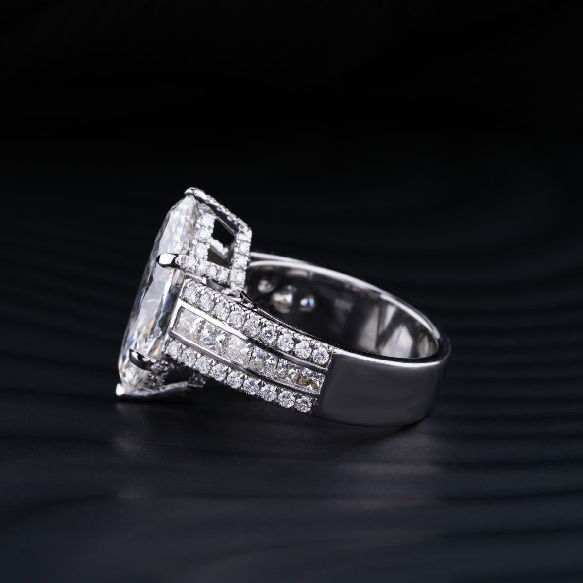 6.0 CT Marquise Cut Moissanite Diamond Hidden Halo Engagement Ring