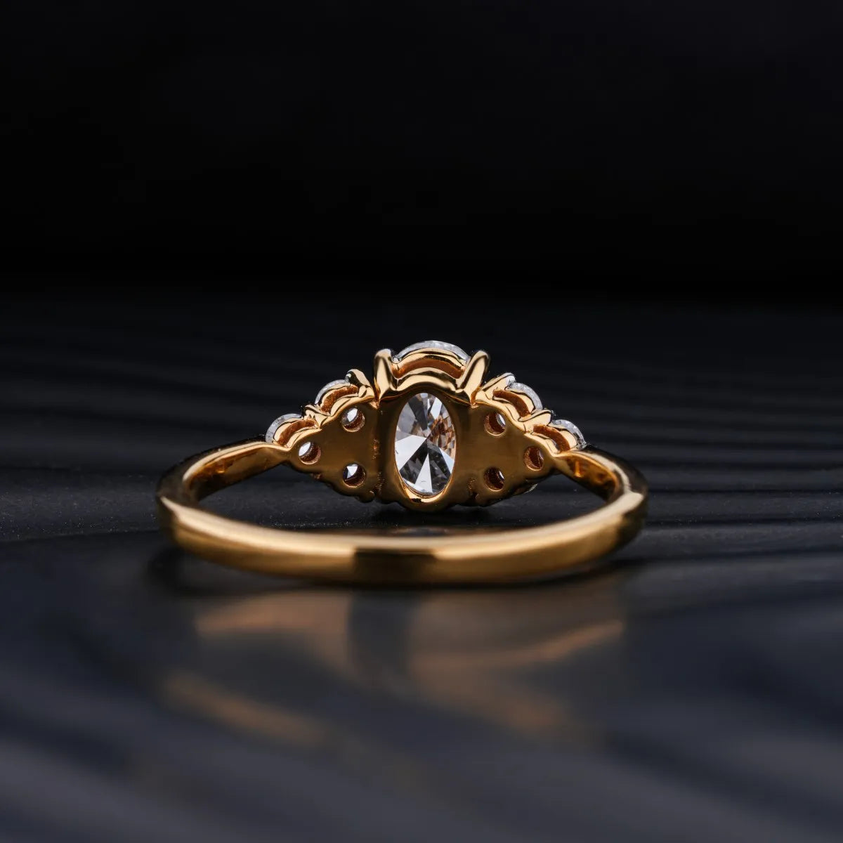 0.75 CT Oval Cut Moissanite Cluster Engagement Ring