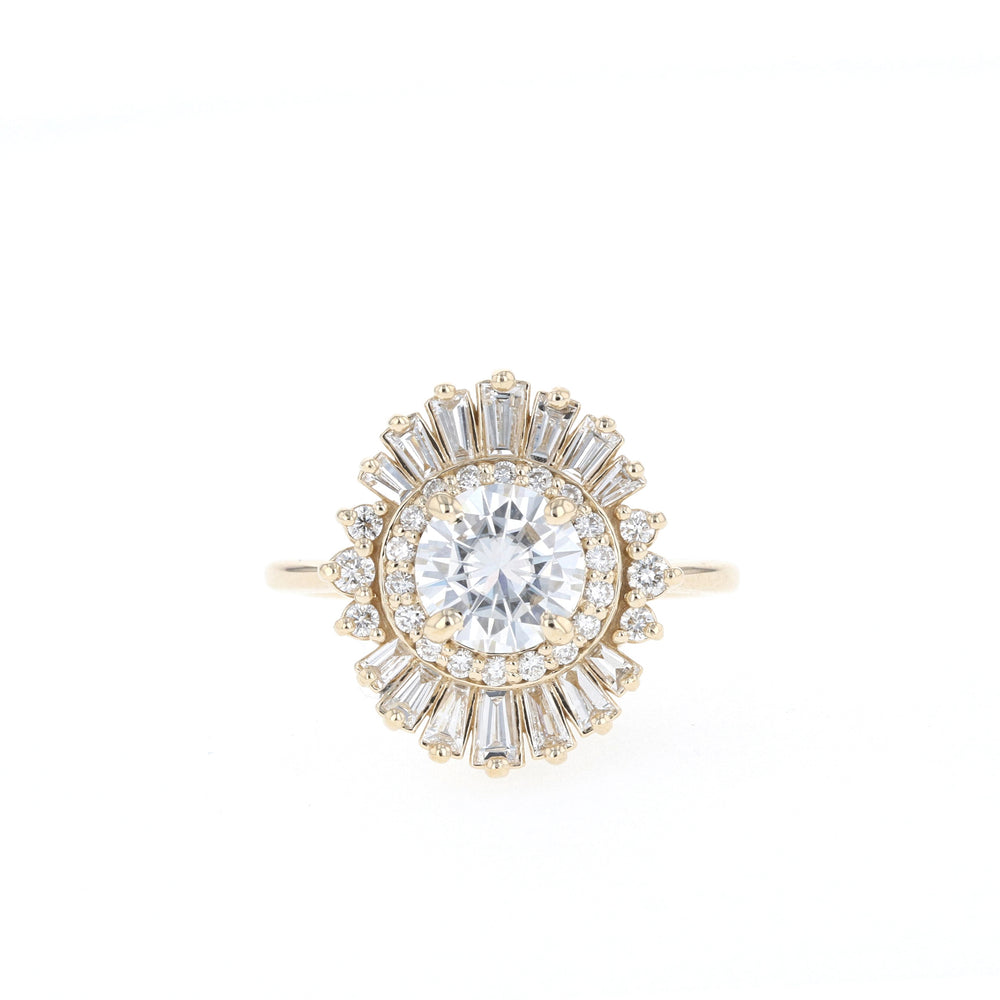1.0CT Round Moissanite Halo Cluster Diamond Engagement Ring