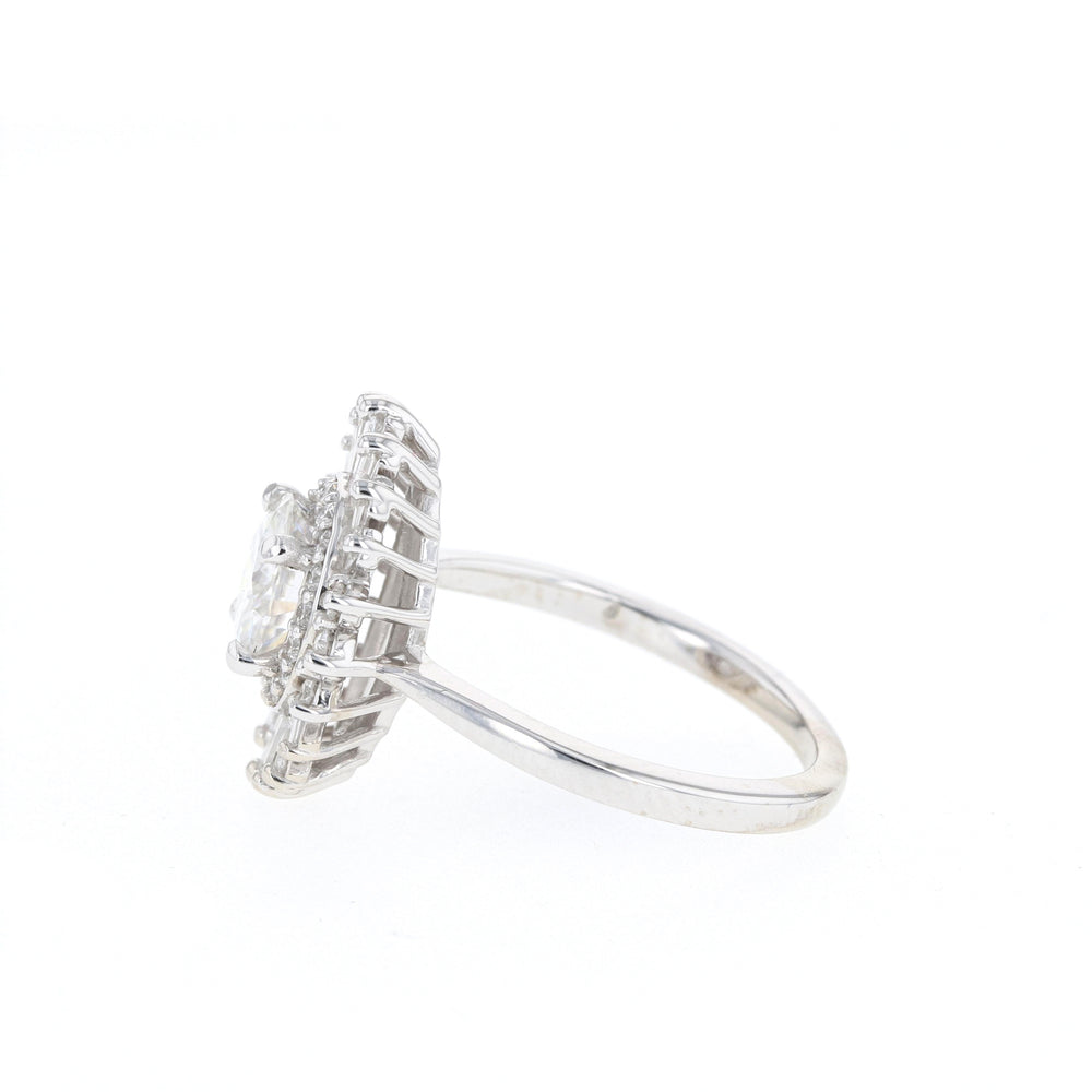 1.0CT Round Moissanite Halo Cluster Diamond Engagement Ring