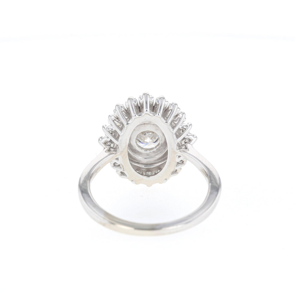 1.0CT Round Moissanite Halo Cluster Diamond Engagement Ring