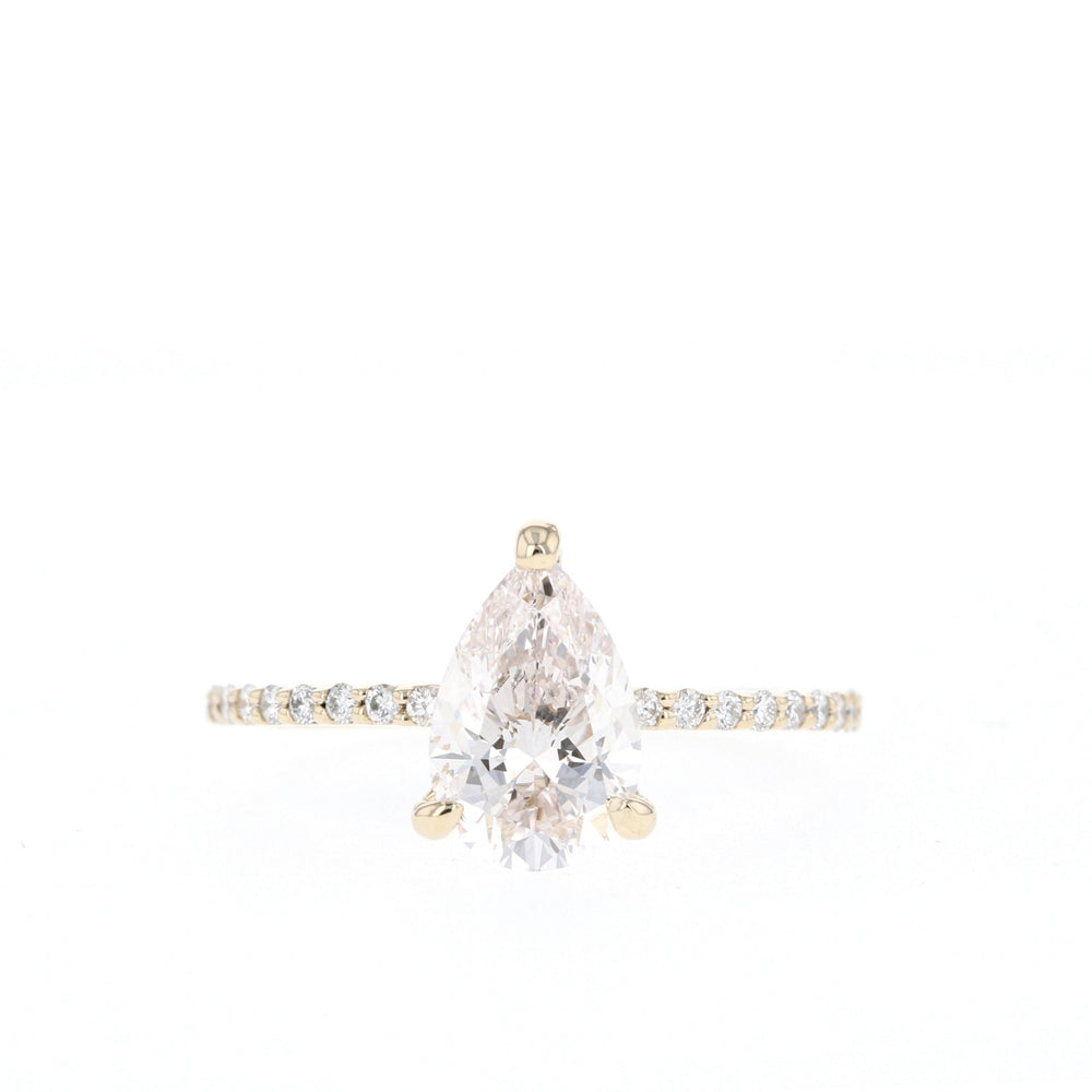 1.25CT Pear Cut Pave Moissanite Diamond Engagement Ring