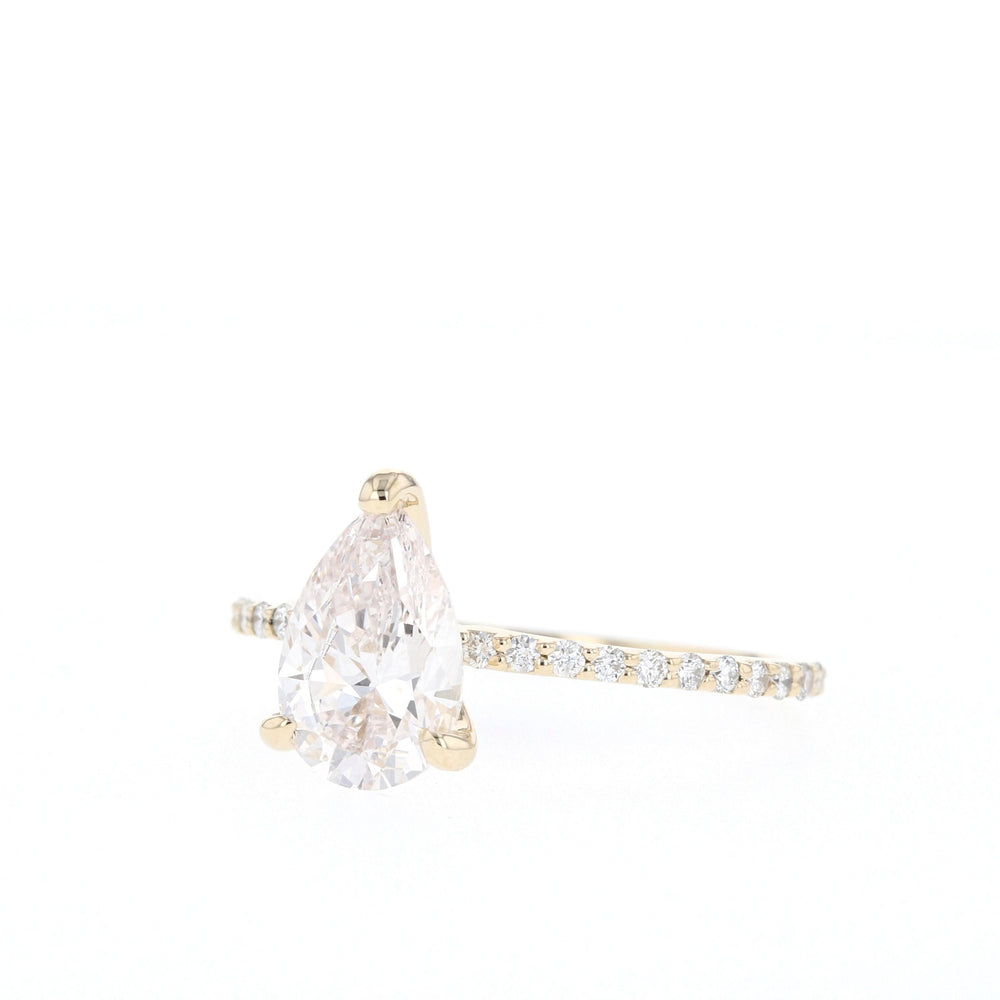 1.25CT Pear Cut Pave Moissanite Diamond Engagement Ring