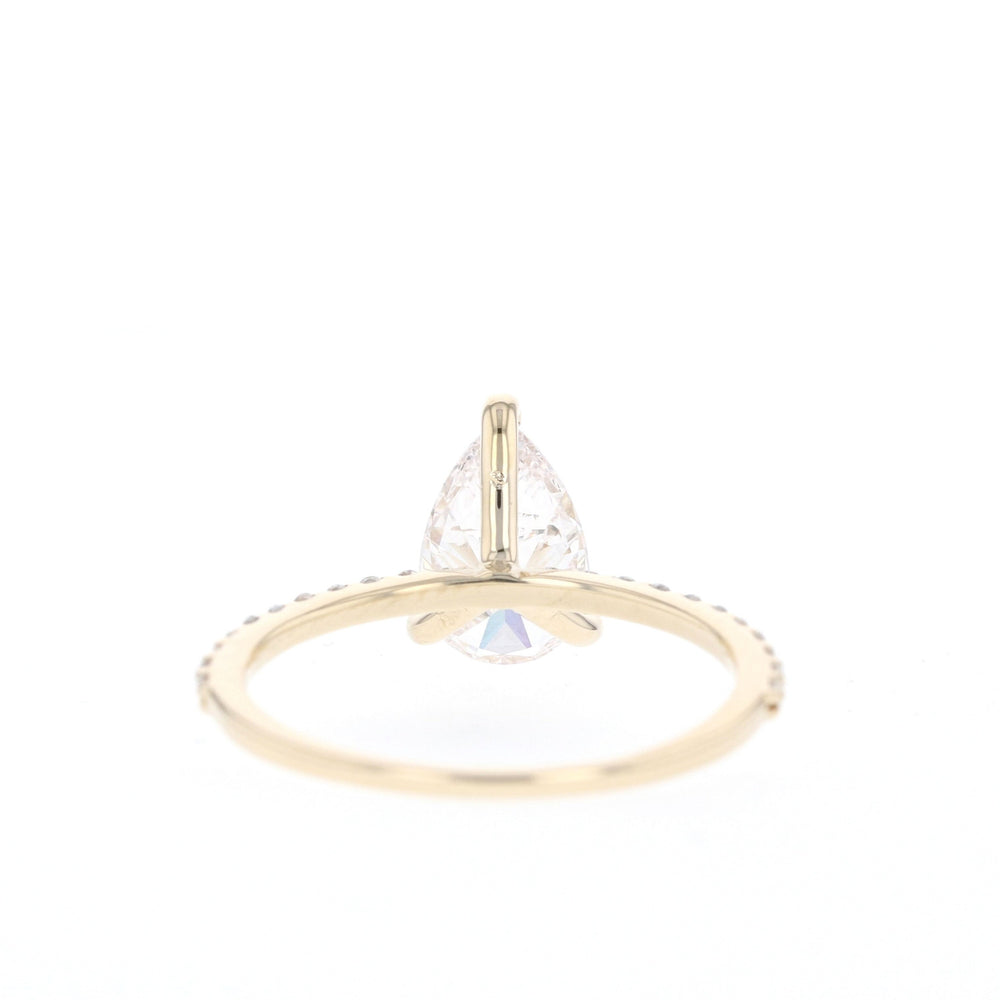 1.25CT Pear Cut Pave Moissanite Diamond Engagement Ring