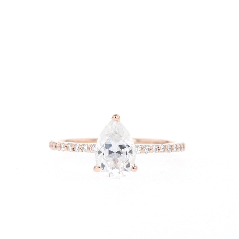 1.25CT Pear Cut Pave Moissanite Diamond Engagement Ring