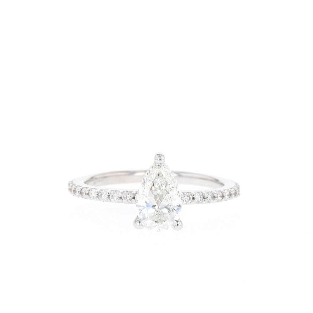 1.25CT Pear Cut Pave Moissanite Diamond Engagement Ring