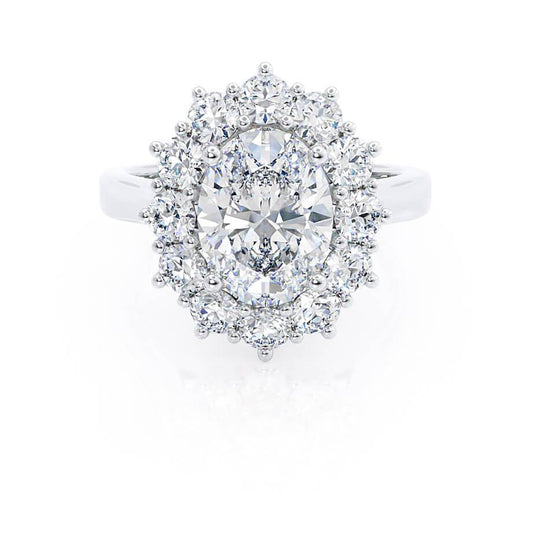2.10 CT Oval Shaped Moissanite Halo Engagement Ring