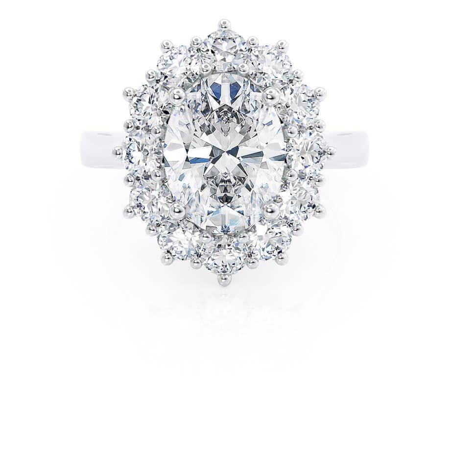 2.10 CT Oval Shaped Moissanite Halo Engagement Ring