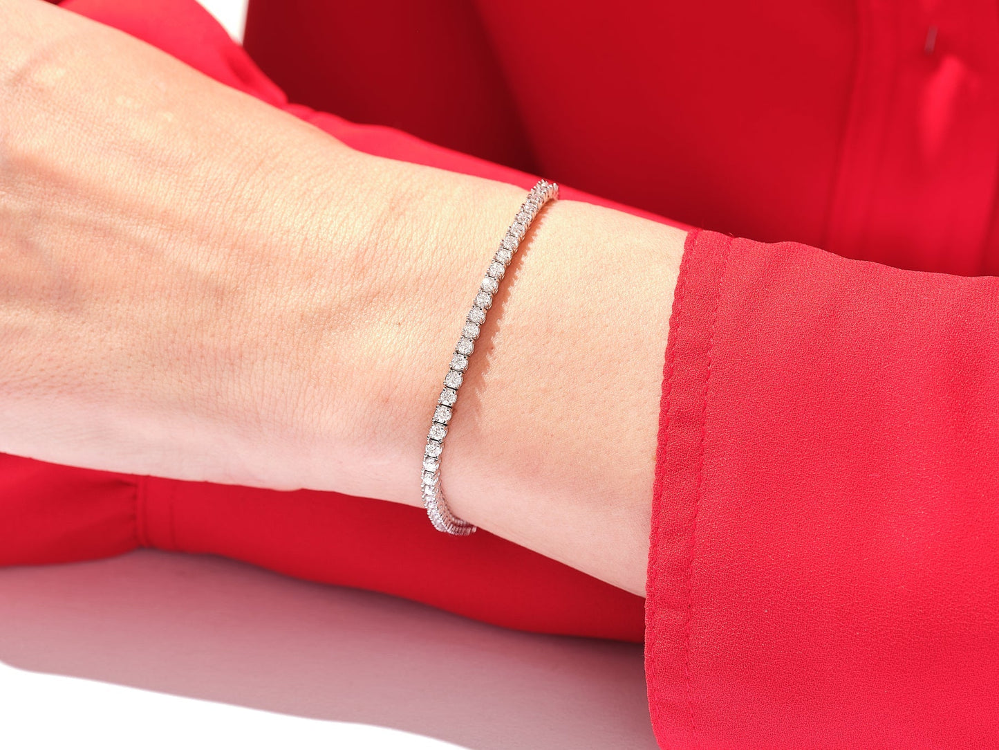 Round Cut Tennis Moissanite Diamond Bracelet For Women