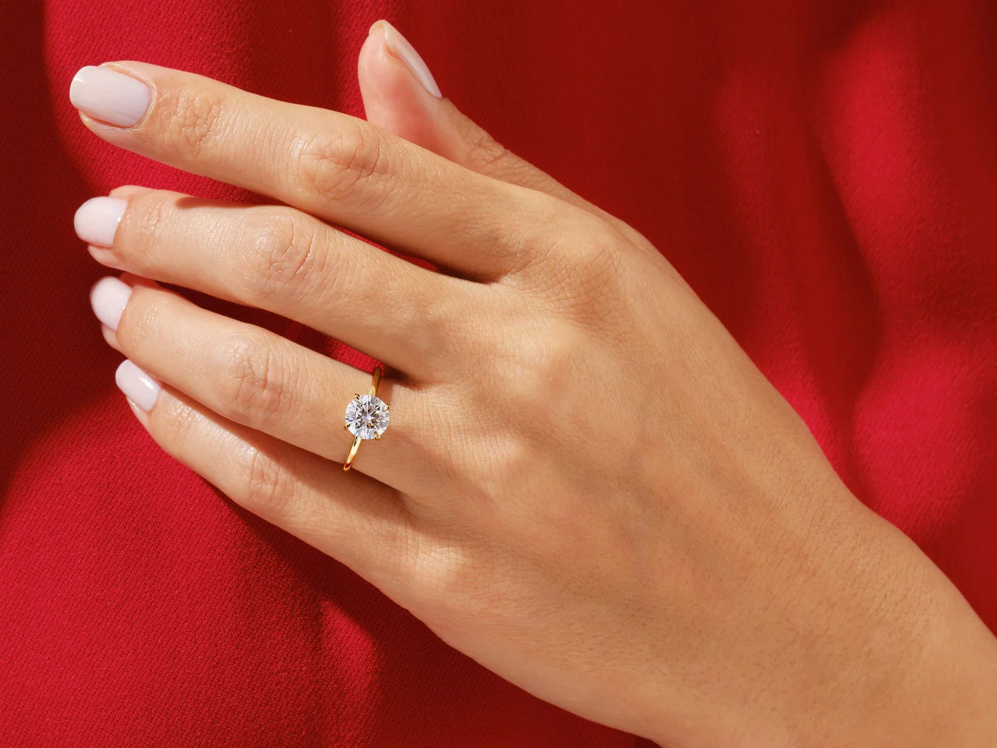 1.0CT Solitaire Round Diamond Moissanite Engagement Ring