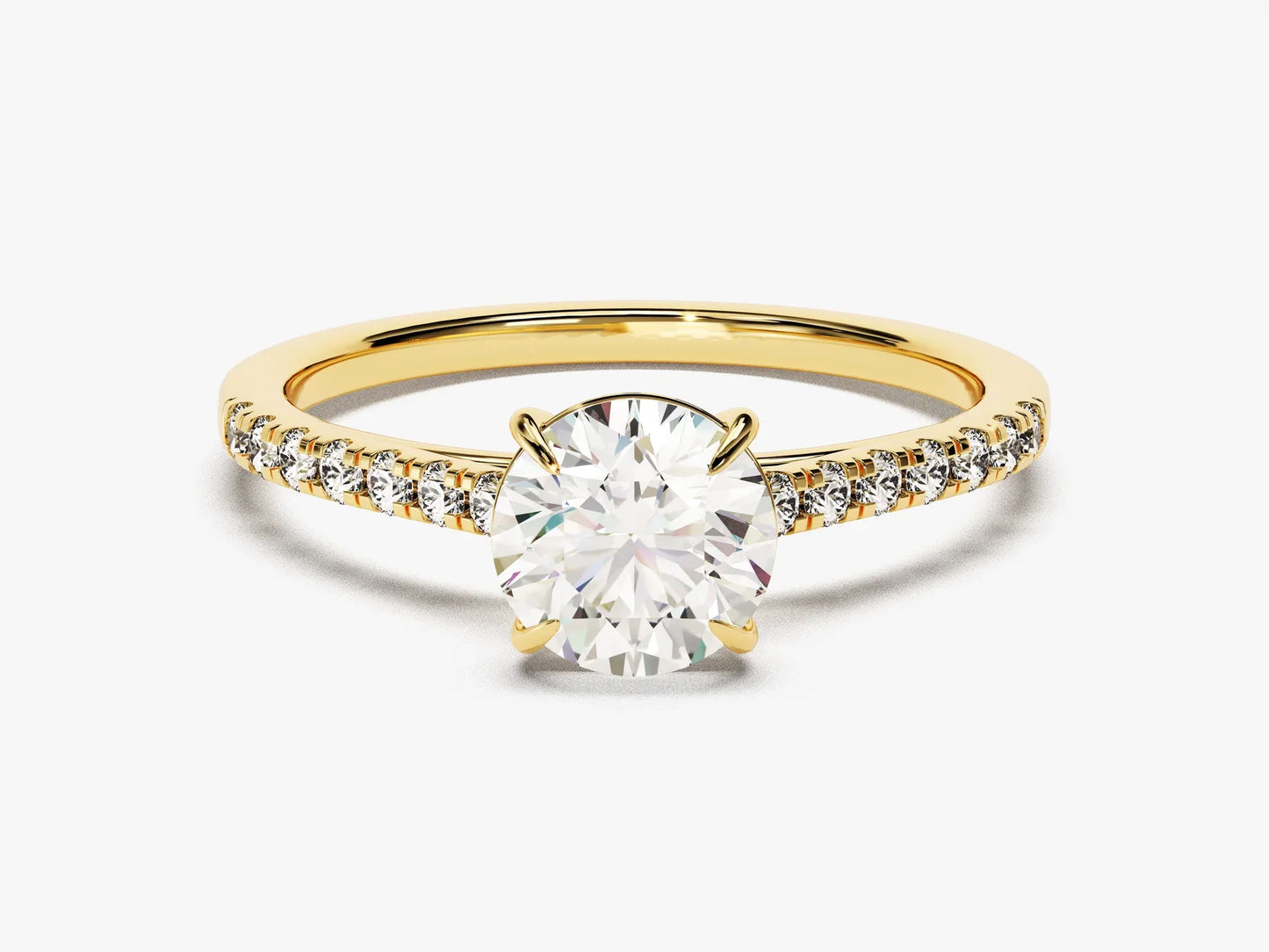 1.0CT Round Brilliant Diamond Pave Setting Moissanite Engagement Ring