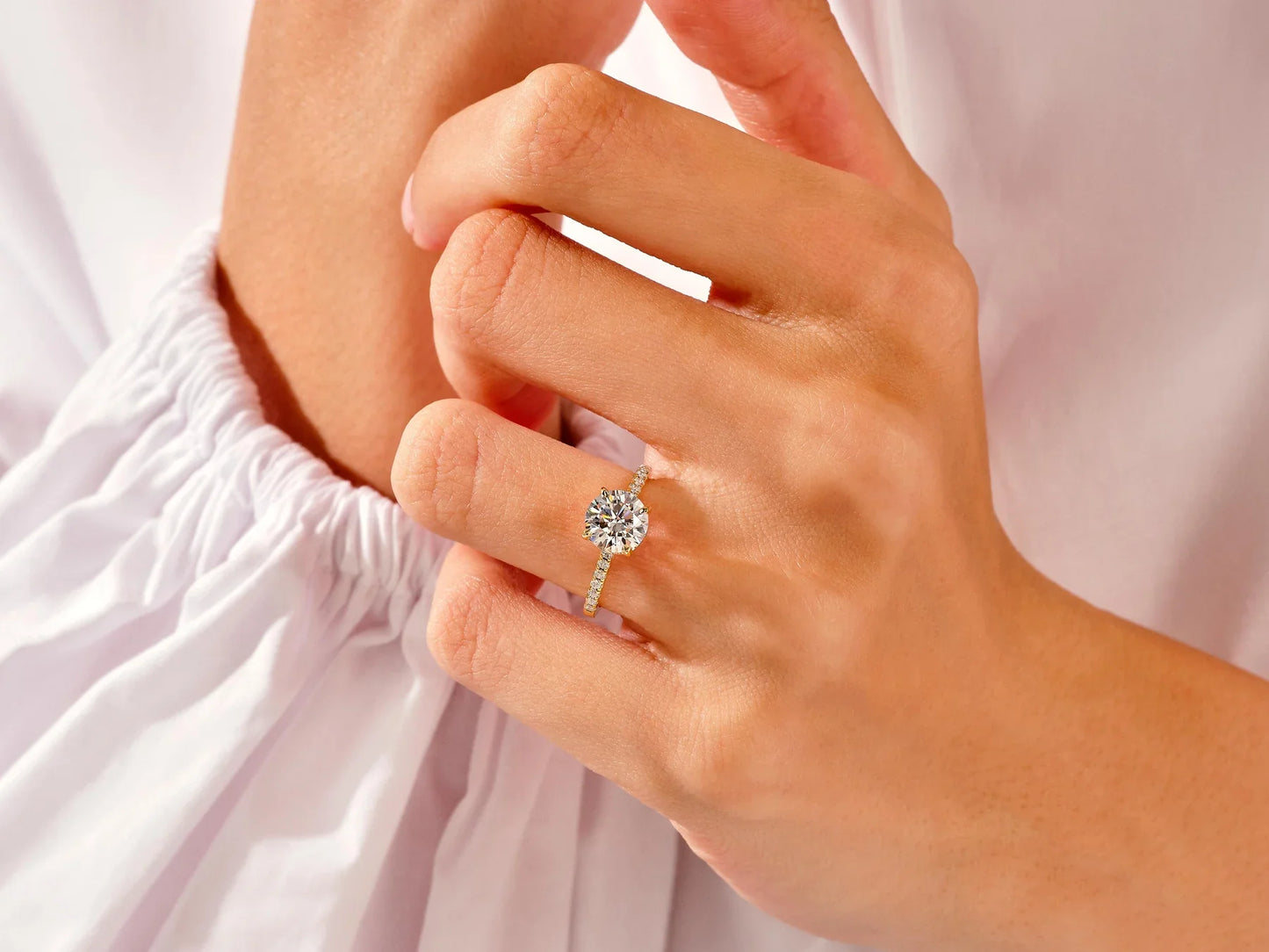1.50CT Round Cut Diamond Pave Setting Moissanite Engagement Ring