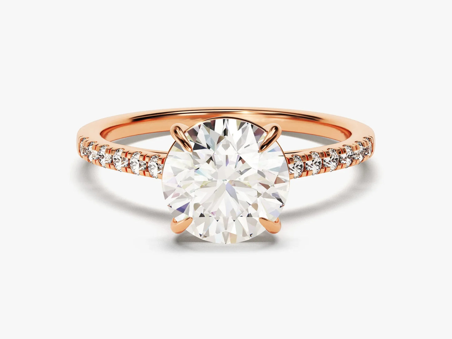 2.0CT Round Diamond Pave Setting Moissanite Engagement Ring