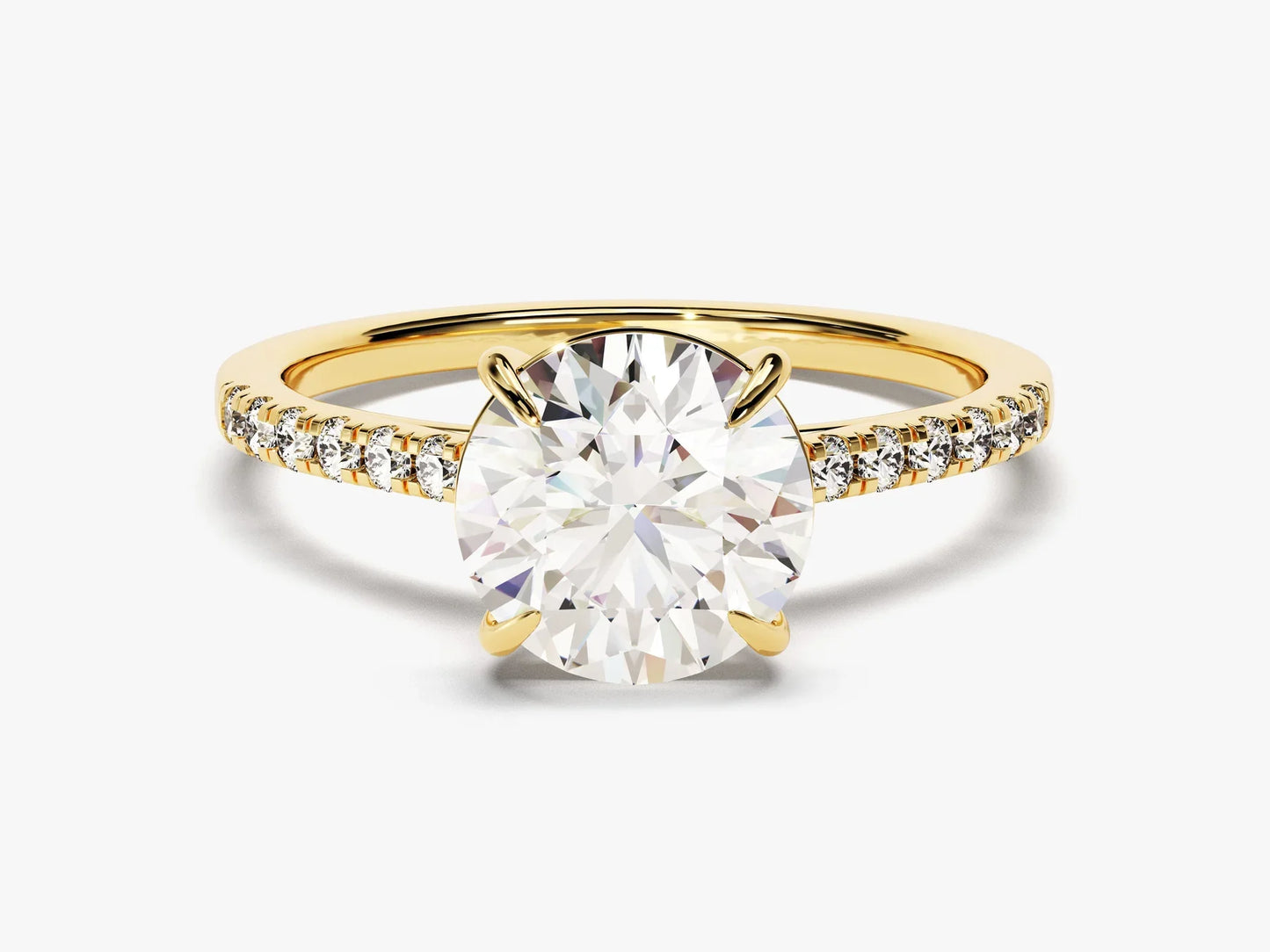 2.0CT Round Diamond Pave Setting Moissanite Engagement Ring