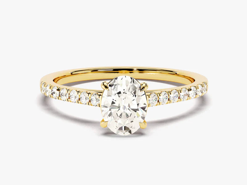 1.0CT Oval Diamond Pave Setting Moissanite Engagement Ring