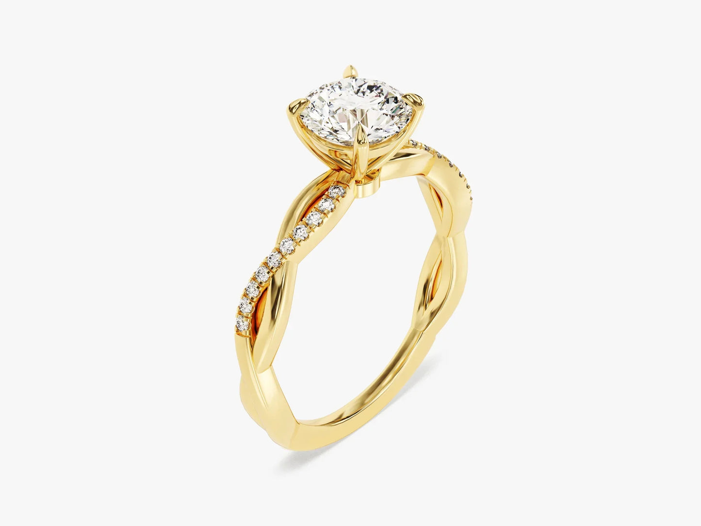 1.0 CT Round Diamond Twisted Pave Setting Moissanite Engagement Ring