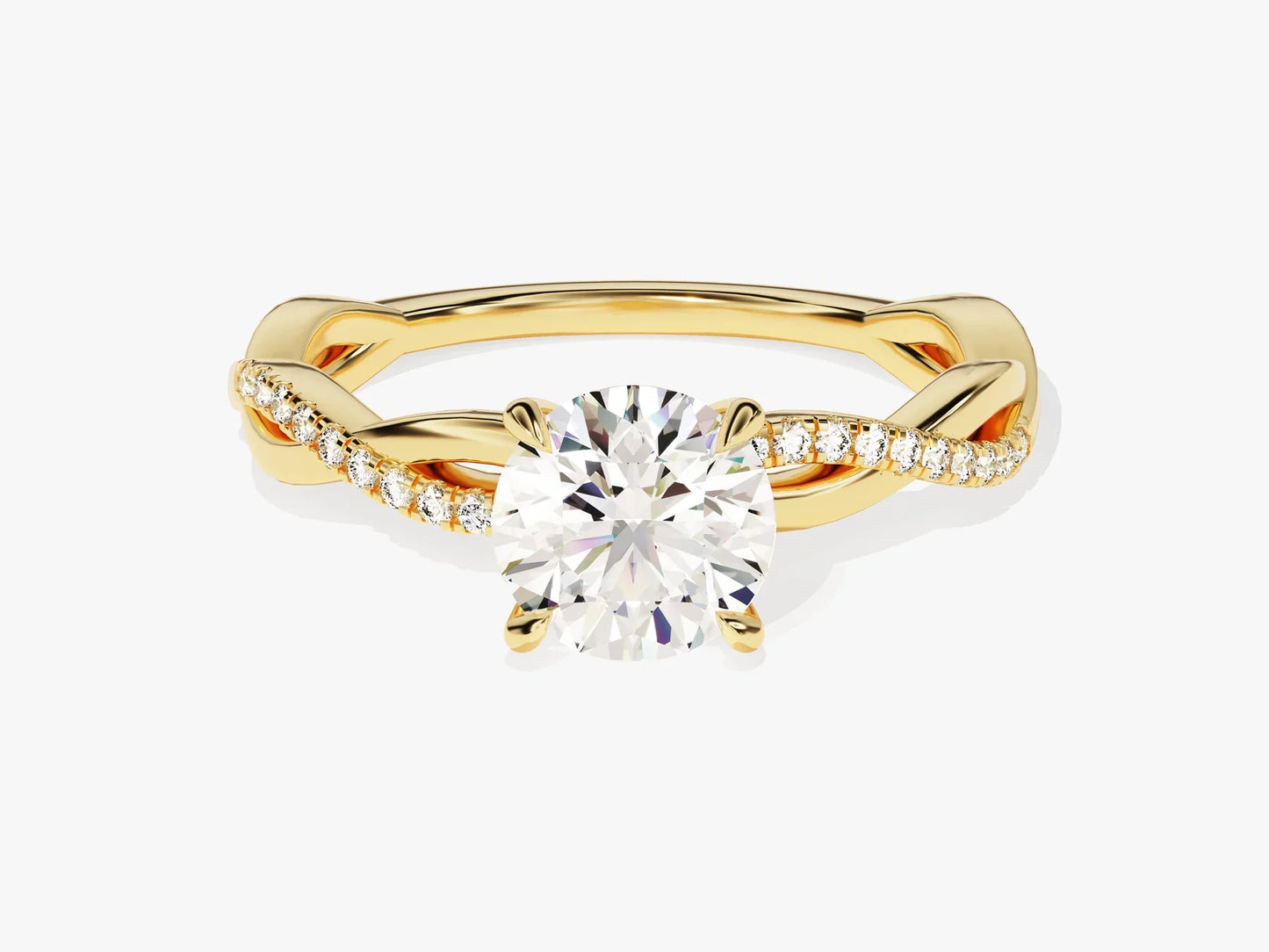 1.0 CT Round Diamond Twisted Pave Setting Moissanite Engagement Ring