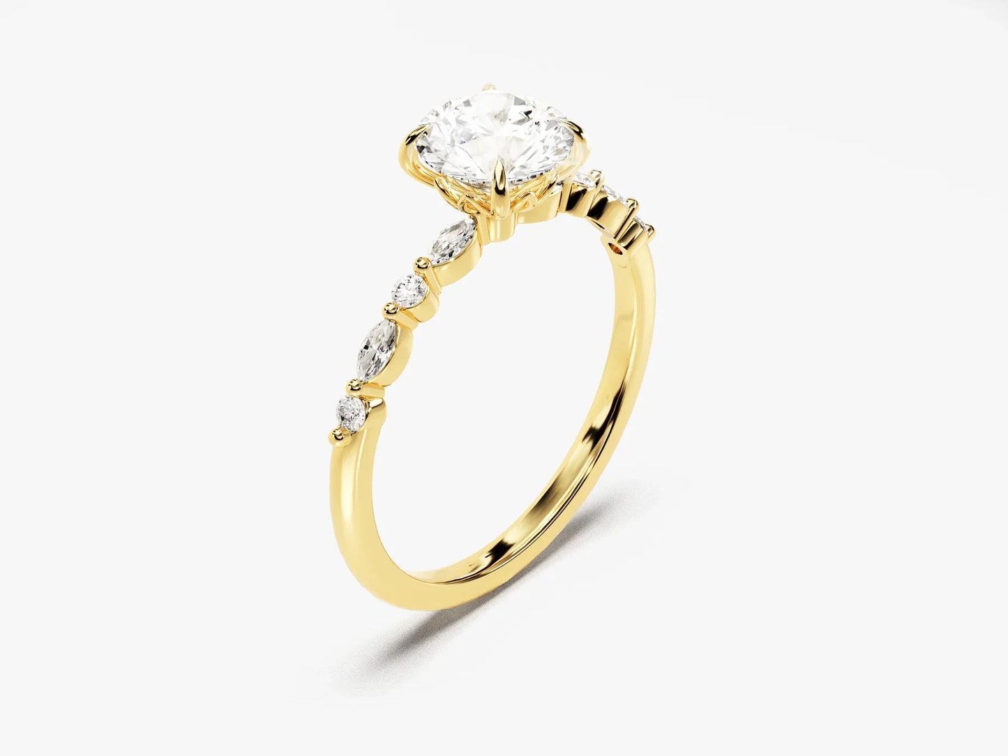 1.0 CT Round Diamond Pave Setting Moissanite Engagement Ring