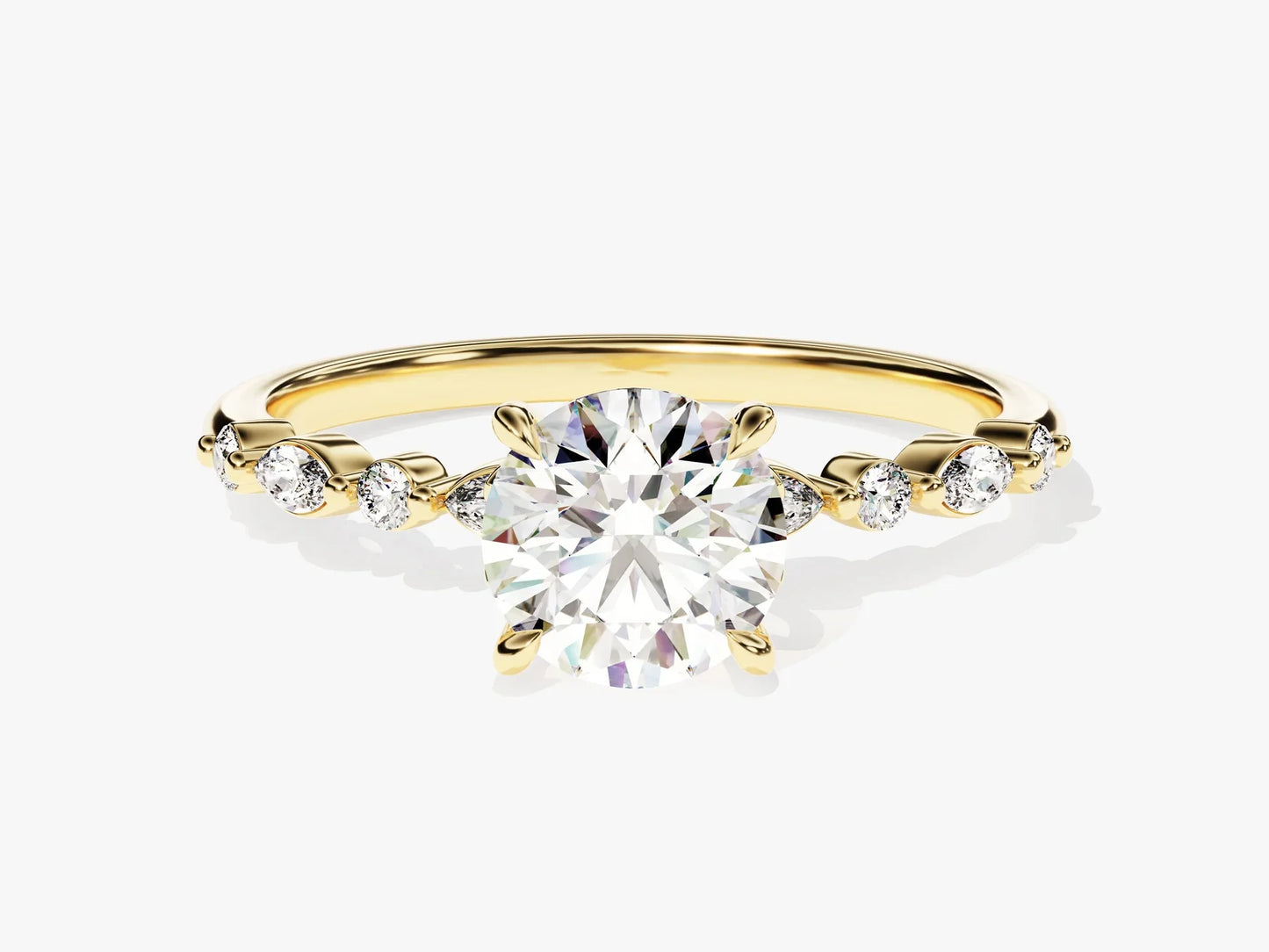 1.0 CT Round Diamond Pave Setting Moissanite Engagement Ring
