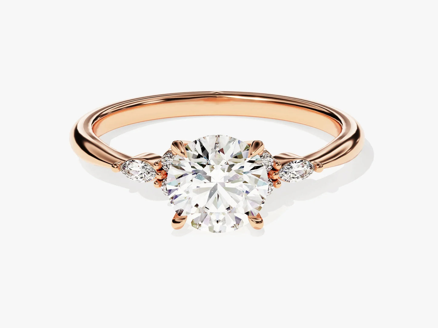 1.0 CT Round Diamond Cluster Setting Moissanite Engagement Ring