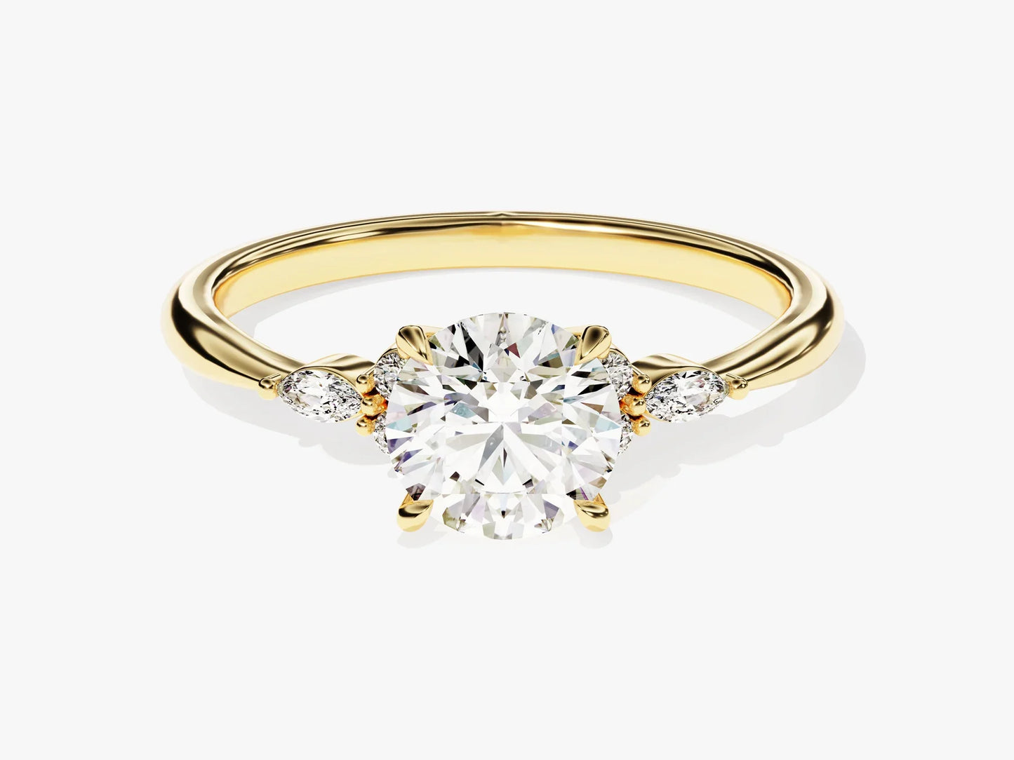 1.0 CT Round Diamond Cluster Setting Moissanite Engagement Ring