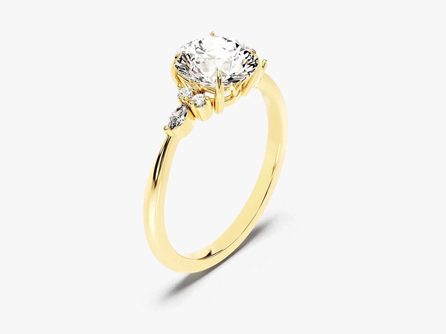1.50CT Round Cut Diamond Cluster Setting Moissanite Engagement Ring