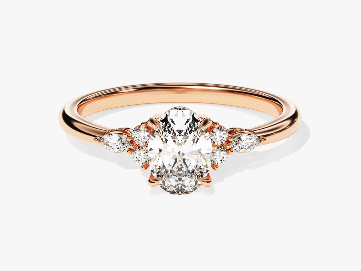 1.0 CT Oval Cut Diamond Cluster Setting Moissanite Engagement Ring