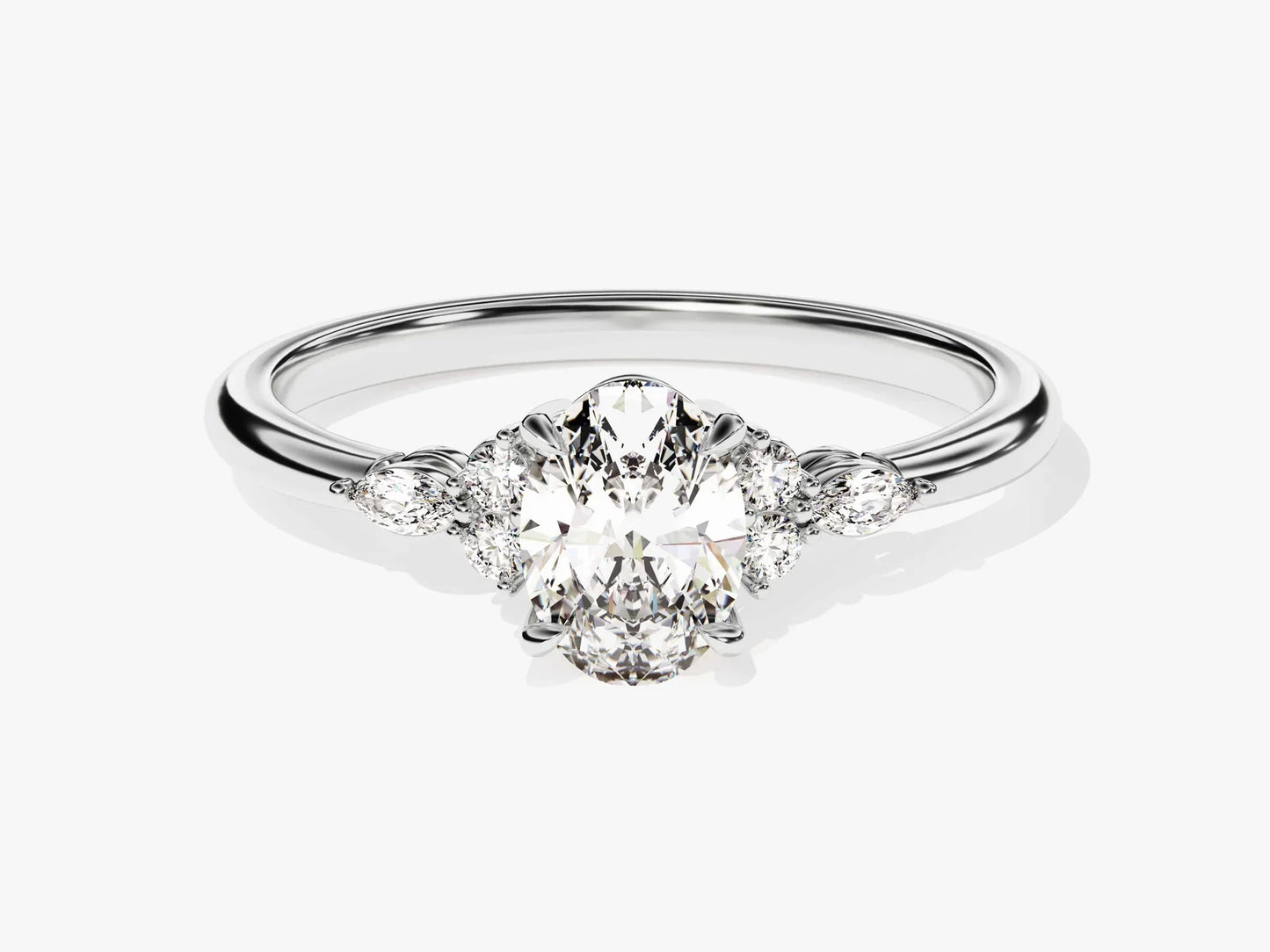 1.0 CT Oval Cut Diamond Cluster Setting Moissanite Engagement Ring