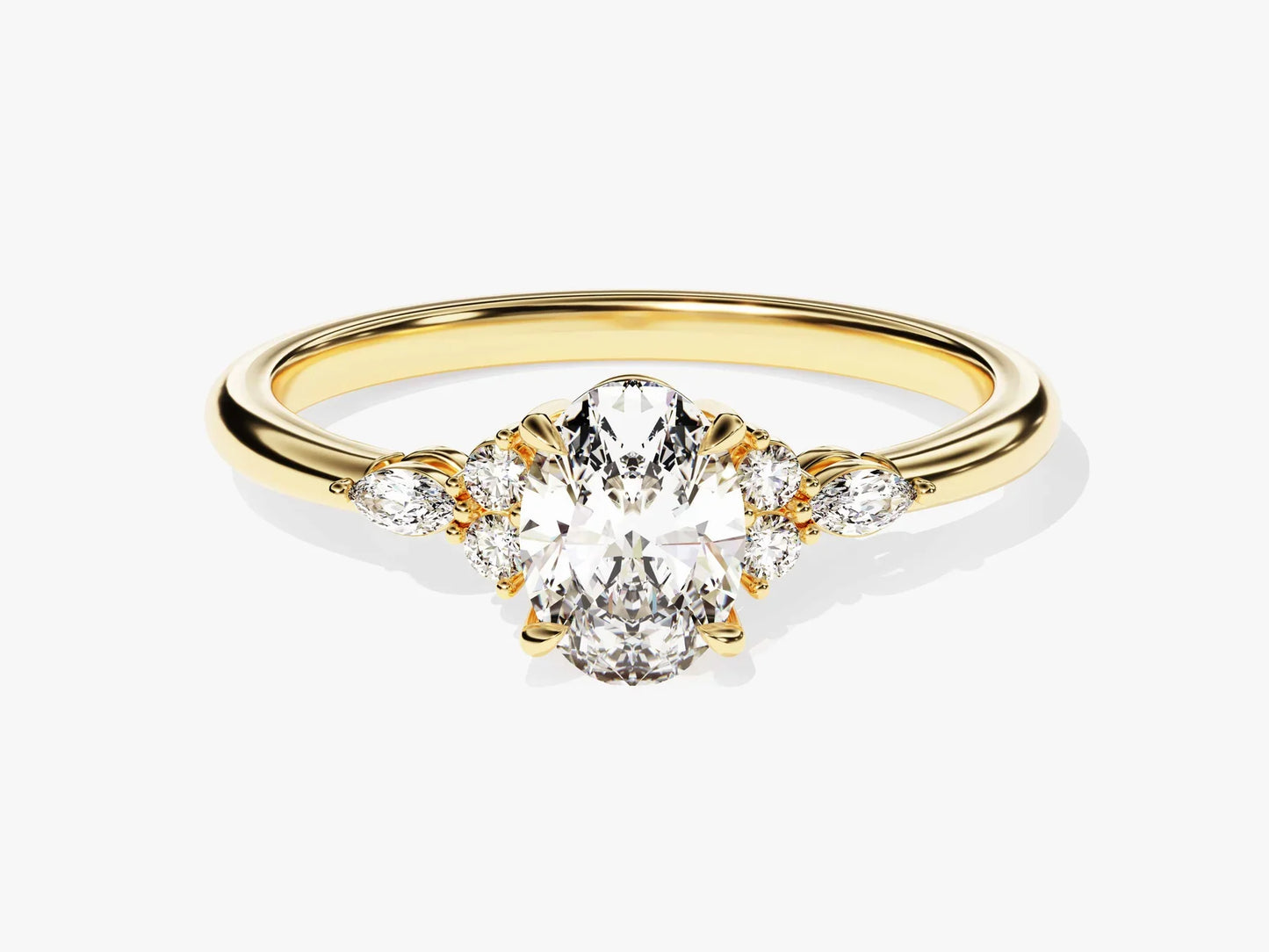 1.0 CT Oval Cut Diamond Cluster Setting Moissanite Engagement Ring