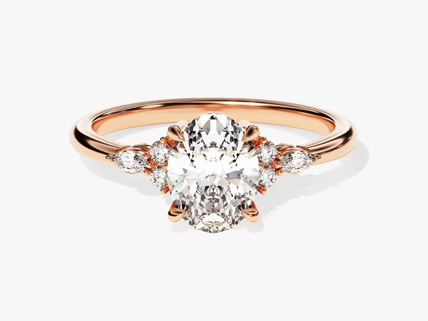 1.50CT Oval Cut Diamond Cluster Setting Moissanite Engagement Ring