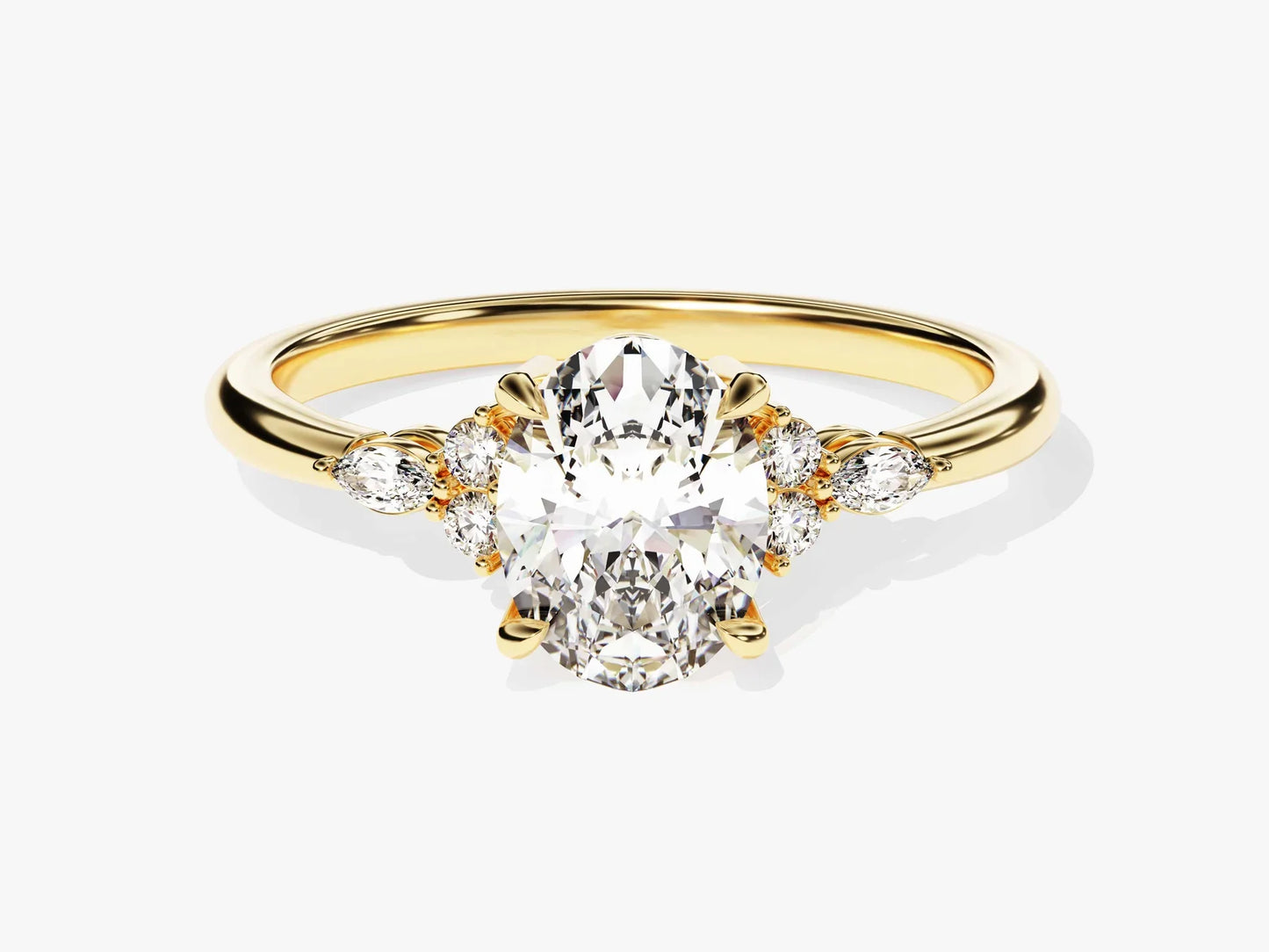 1.50CT Oval Cut Diamond Cluster Setting Moissanite Engagement Ring