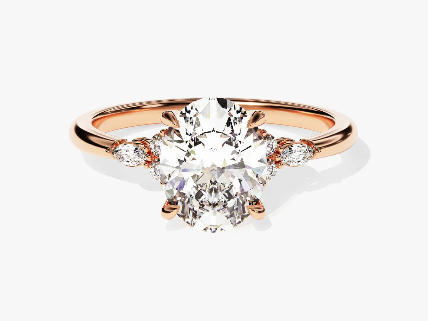 2.0CT Oval Diamond Cluster Setting Moissanite Engagement Ring