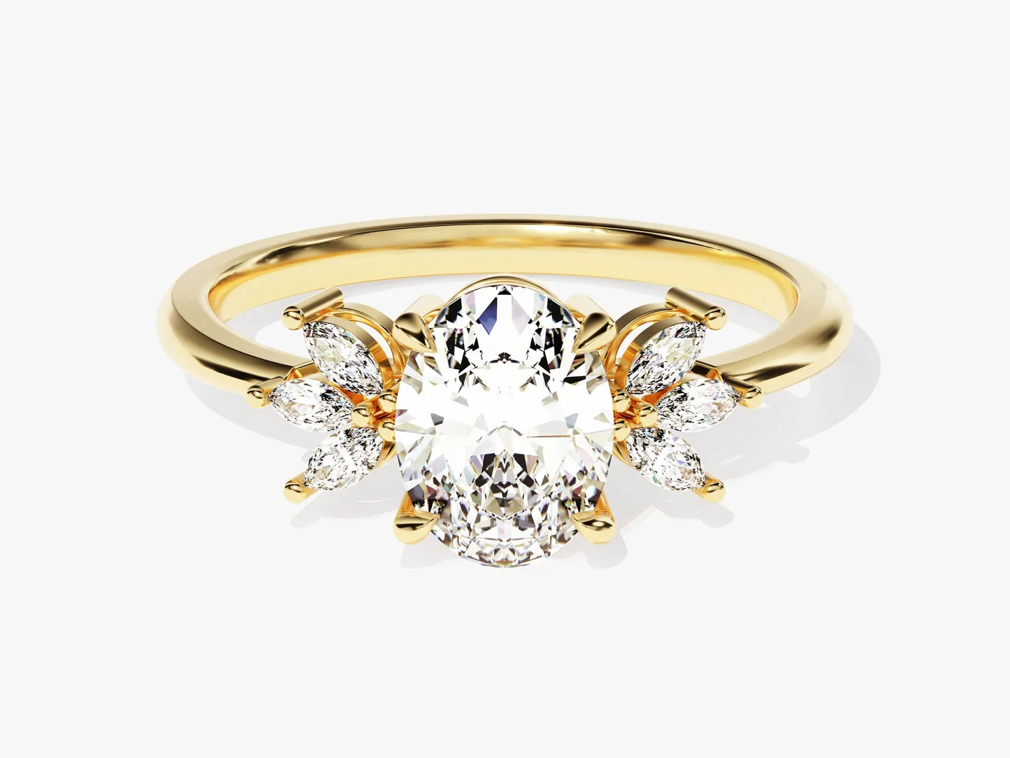 1.50CT Oval Diamond Cluster Setting Moissanite Engagement Ring