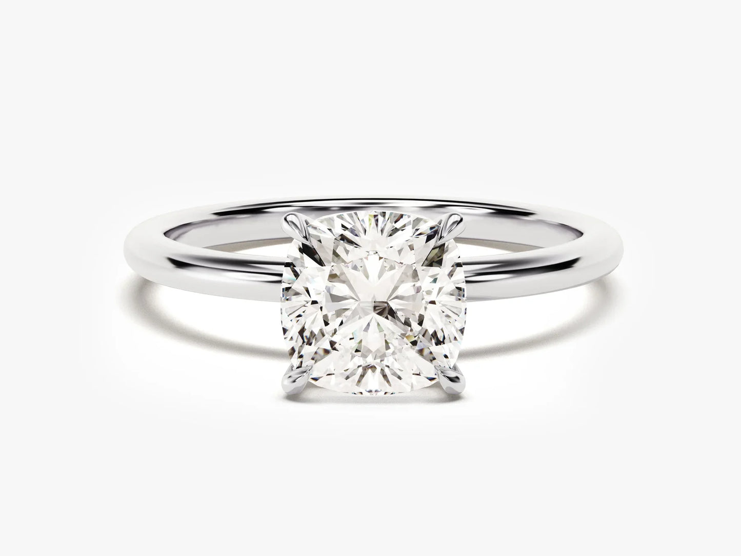 2.0CT Cushion Cut Solitaire Diamond Moissanite Engagement Ring