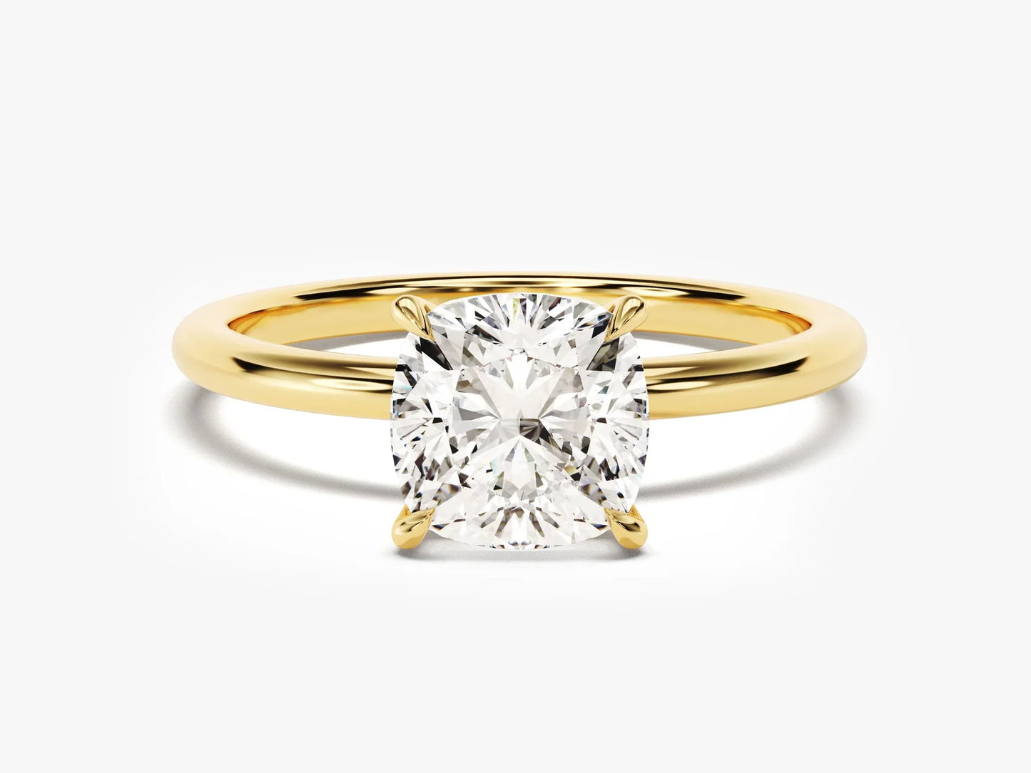 2.0CT Cushion Cut Solitaire Diamond Moissanite Engagement Ring