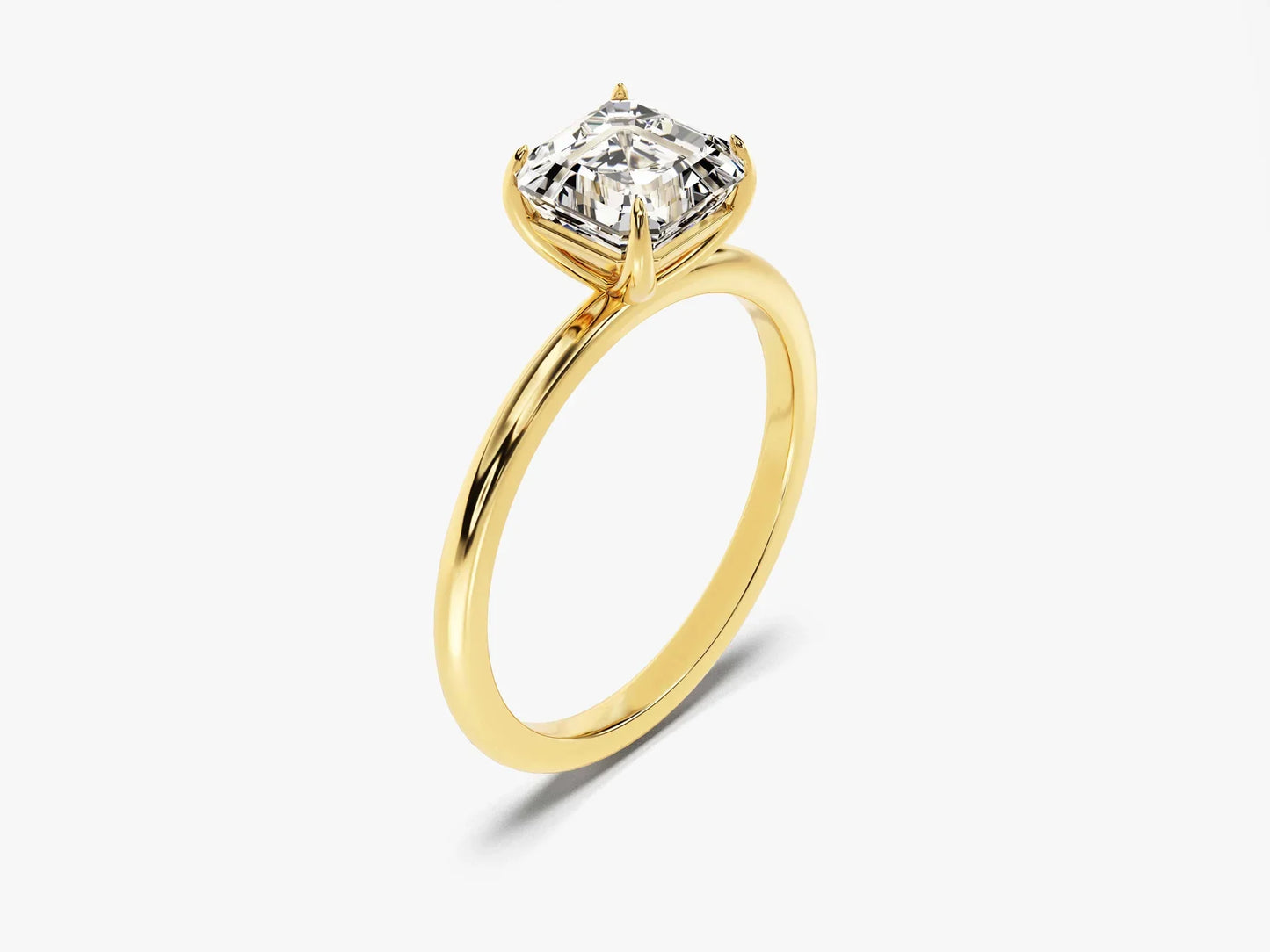 1.50CT Asscher Cut Solitaire Diamond Moissanite Engagement Ring
