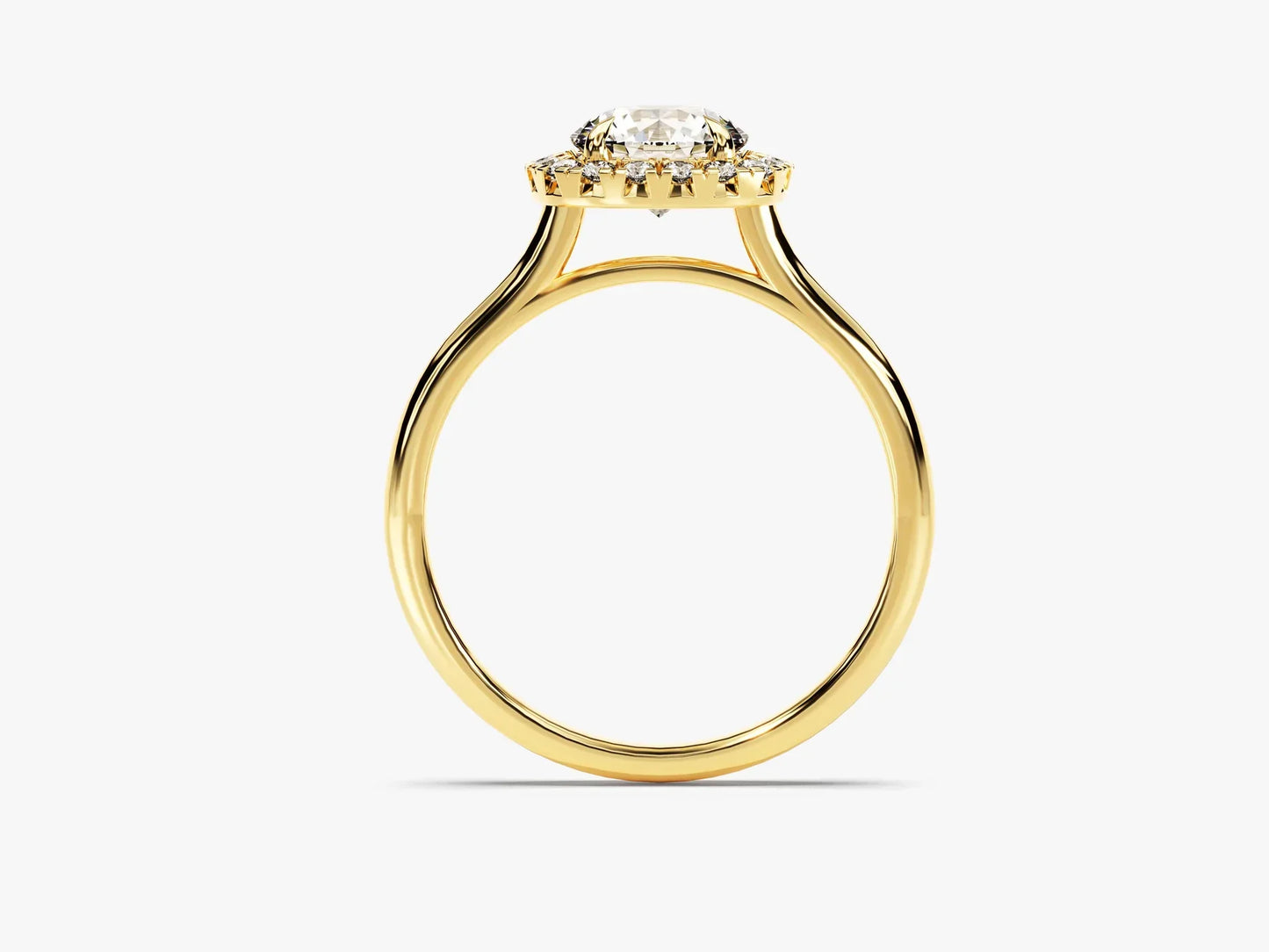 1.0CT Round Diamond Halo Setting Moissanite Engagement Ring