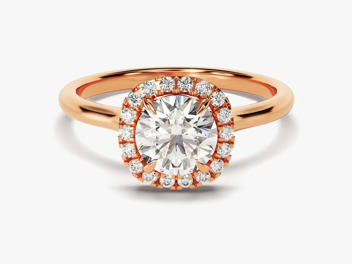 1.0CT Round Diamond Halo Setting Moissanite Engagement Ring